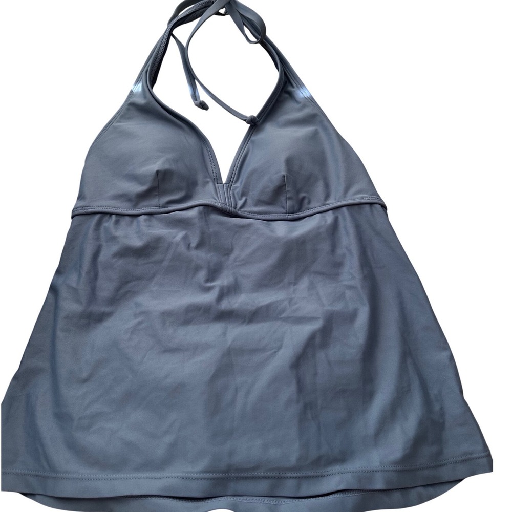 Title Nine Makai Halter Tankini Top Solid Blue Sz M Swim - Top Only